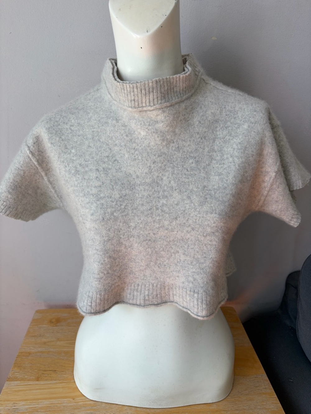 Anthropology 100% Cashmere Crop High Neck Super Soft Short Sweater